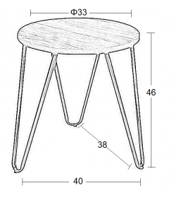 LARA ΣΚΑΜΠΟ 46εκ. ΜΕΤΑΛΛΟ/ΞΥΛΟ K/D 40X38X46/Φ33εκ.