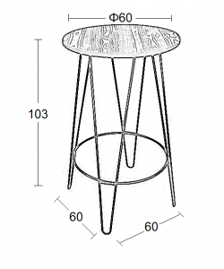 LARA ΤΡΑΠΕΖΙ Φ.60Χ103εκ. ΜΕΤΑΛΛΟ-ΞΥΛΟ K/D