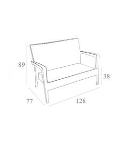 MIAMI WHITE ΚΑΝΑΠΕΣ 128Χ77Χ89εκ. ΠΟΛ/ΝΙΟΥ