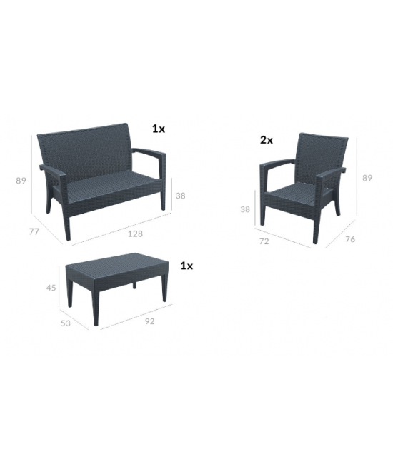 MIAMI ΣΕΤ DARK GREY(2ΠΟ+1ΚΑ+ΤΡΑΠ92Χ53+ΜΑ ΠΟΛ/ΝΙΟΥ
