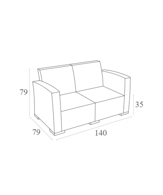 MONACO BROWN 2ΘΕΣΙΟΣ ΚΑΝΑΠΕΣ ΠΟΛ/ΝΙΟΥ 140X79X79εκ.