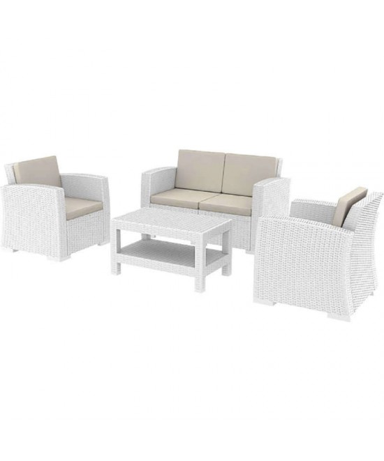 MONACO WHITE ΣΕΤ 2ΘΕΣΙΟΥ ΚΑΝΑΠΕ ΜΕ ΜΑΞ. ΠΟΛ/ΝΙΟΥ