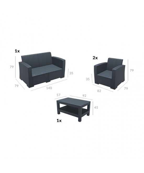 MONACO WHITE ΣΕΤ 2ΘΕΣΙΟΥ ΚΑΝΑΠΕ ΜΕ ΜΑΞ. ΠΟΛ/ΝΙΟΥ