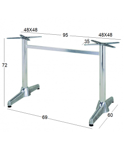 RUDO ΜΑΚΡ/ΝΗ 60Χ95X72εκ. (Σ/Ρ)ΒΑΣΗ ΑΛΟΥΜΙΝΙΟΥ ΜΕ ΡΕΓ/ΡΟΥΣ