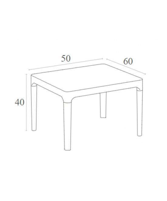 SKY WHITE 50Χ60Χ40εκ. ΤΡΑΠΕΖΙ ΠΟΛ/ΝΙΟΥ