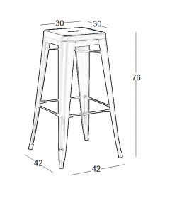 TEXAS ΣΚΑΜΠΟ 76εκ. Χ.ΠΛΑΤΗ ΜΑΥΡΟ ΜΑΤ ΜΕΤΑΛ. 42Χ42Χ76εκ.