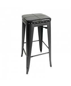 TEXAS ΣΚΑΜΠΟ 76εκ. Χ.ΠΛΑΤΗ ΜΑΥΡΟ ΜΑΤ/ΜΑΥΡΗ ΔΕΡΜΑΤΙΝΗ 42Χ42Χ76εκ.