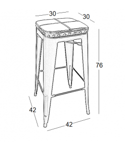TEXAS ΣΚΑΜΠΟ 76εκ. Χ.ΠΛΑΤΗ ΜΑΥΡΟ ΜΑΤ/ΜΑΥΡΗ ΔΕΡΜΑΤΙΝΗ 42Χ42Χ76εκ.