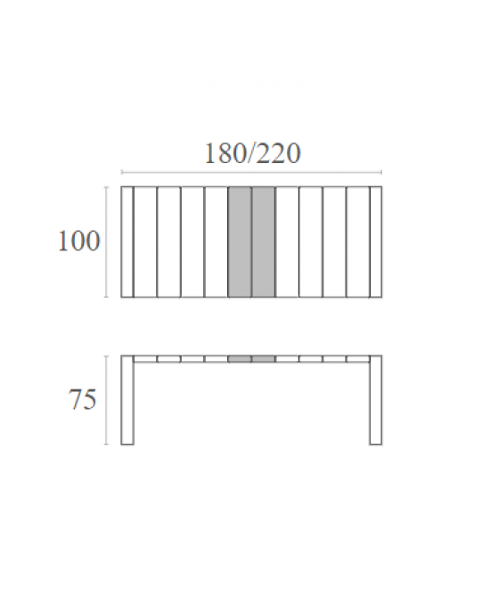 VEGAS DARK GREY 100X180/220Χ75εκ. ΕΠΕΚΤ.ΤΡΑΠΕΖΙ ΠΟΛ/ΝΙΟΥ
