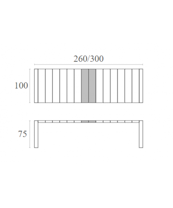 VEGAS DARK GREY 100X260/300Χ75εκ. ΕΠΕΚΤ.ΤΡΑΠΕΖΙ ΠΟΛ/ΝΙΟΥ