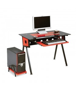 ΓΡΑΦΕΙΟ 100X53X75εκ.PVC ΚΟΚΚΙΝΟ/ΜΑΥΡΟΣ ΜΕΤΑΛ./CPU