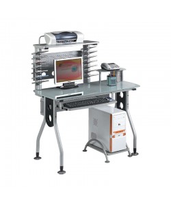 ΓΡΑΦΕΙΟ 100X60X75/89εκ.PVC/ΑΣΗΜΙ ΜΕΤΑΛ./ΤΖΑΜΙ ΑΜΜ./CPU