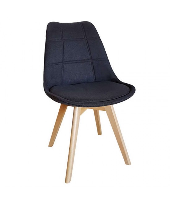 Καρέκλα Τραπεζαρίας Ξύλινη 4τμχ Bianca Black Ύφασμα 50x56x46-83εκ.