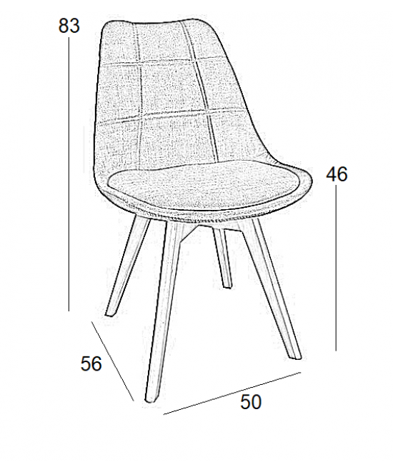 Καρέκλα Τραπεζαρίας Ξύλινη 4τμχ Bianca Beige Ύφασμα 50x56x46-83εκ.