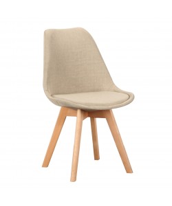 Καρέκλα Τραπεζαρίας Ξύλινη 4τμχ Billy Beige Ύφασμα 49x55x47-83εκ.