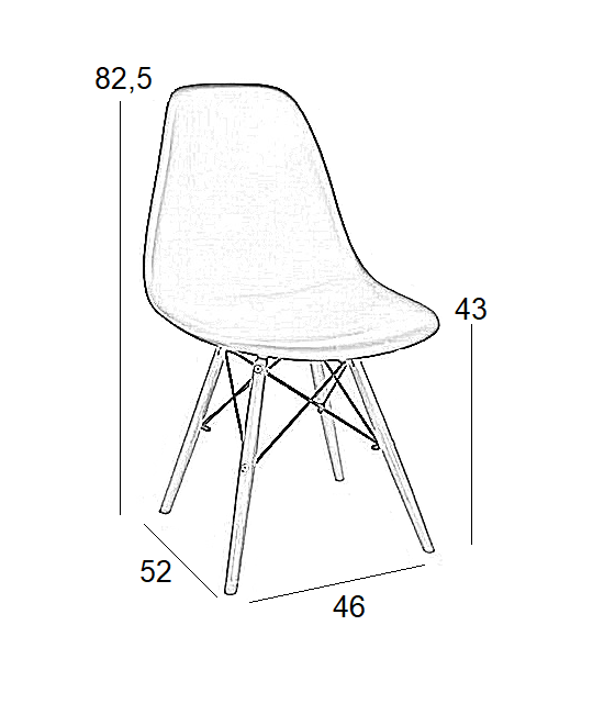 Καρέκλα Τραπεζαρίας Ξύλινη 4τμχ Loft Μαύρο PP 46x52x43-82.5εκ.