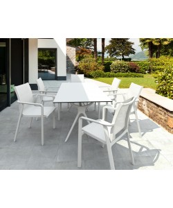 Σετ Τραπεζαρίας 7τμχ Air Pacific White 180X90X74εκ.