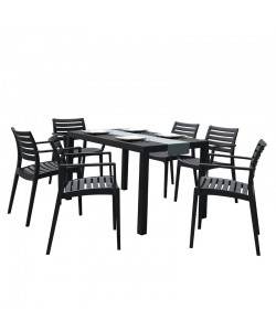 Σετ Τραπεζαρίας 7τμχ Ares Artemis Black 140Χ80Χ75εκ.