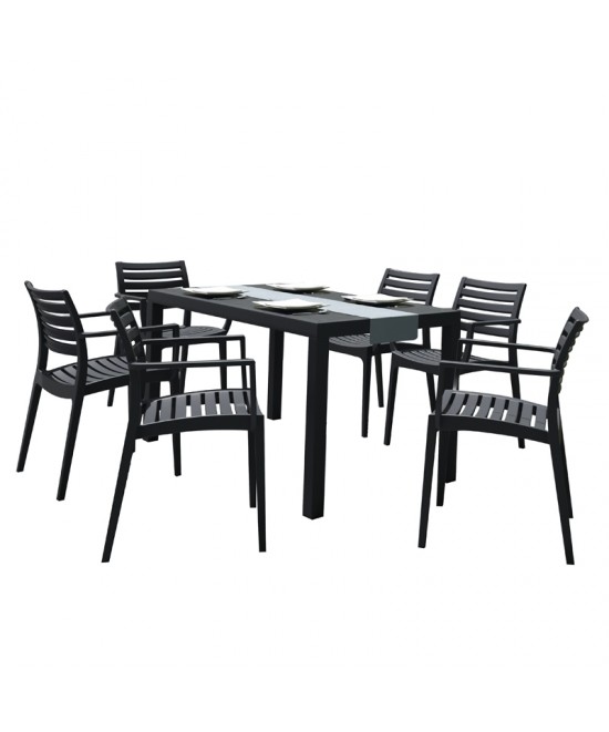 Σετ Τραπεζαρίας 7τμχ Ares Artemis Black 140Χ80Χ75εκ.