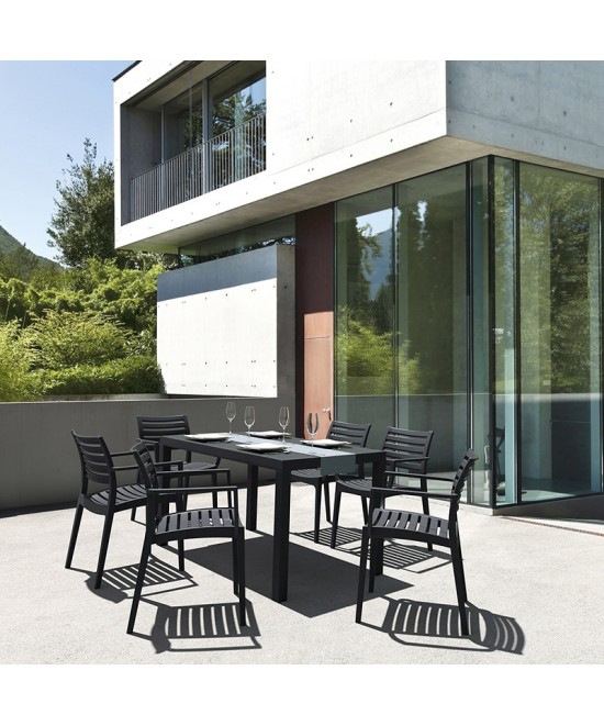 Σετ Τραπεζαρίας 7τμχ Ares Artemis Black 140Χ80Χ75εκ.