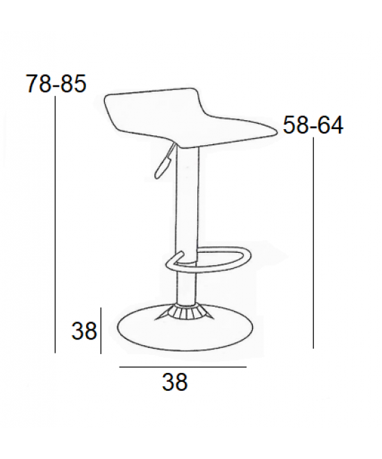 Σκαμπό Μπάρ 2τμχ Bar3 Μαύρο Pvc 38x38x85εκ.