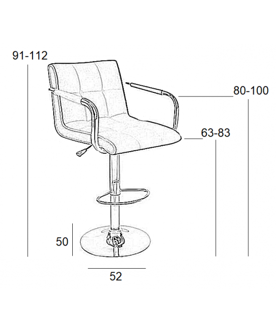 Σκαμπό Μπάρ 2τμχ Bar54 Μαύρο Pu 52x50x112εκ.