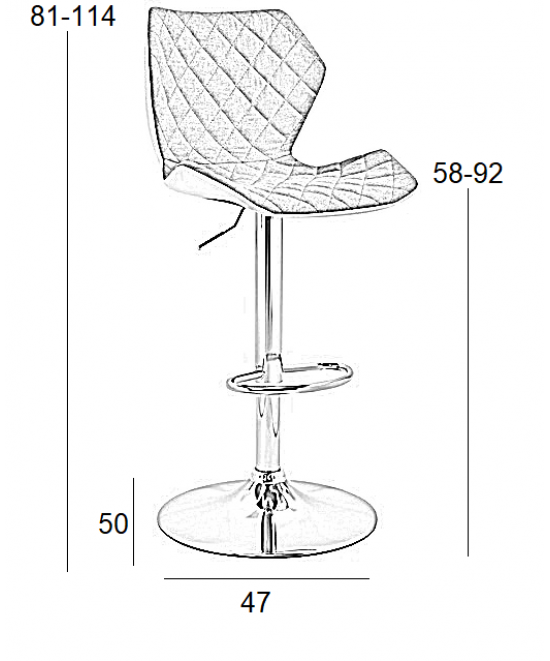 Σκαμπό Μπάρ 2τμχ Bar90 Γκρί Ύφασμα 47x50x114εκ.