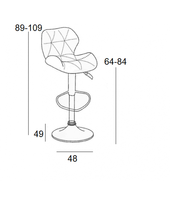 Σκαμπό Μπάρ 2τμχ Bar91 Μαύρο Pu 48x49x109εκ.