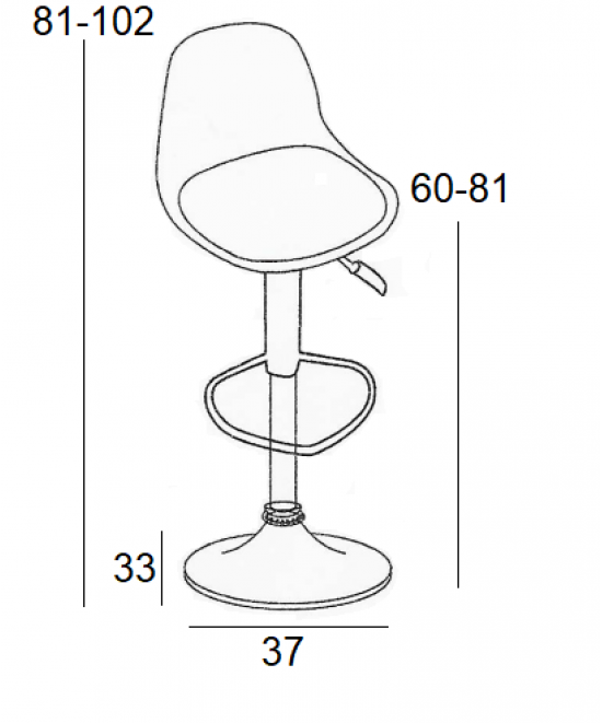 Σκαμπό Μπάρ 2τμχ Bar92 Black Pu/Pp 37x33x102εκ.