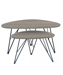 NANCY ΚΑΡΥΔΙ MDF ΣΕΤ 2 ΤΡΑΠΕΖΑΚΙΑ 90X60X45-60X40X39εκ.