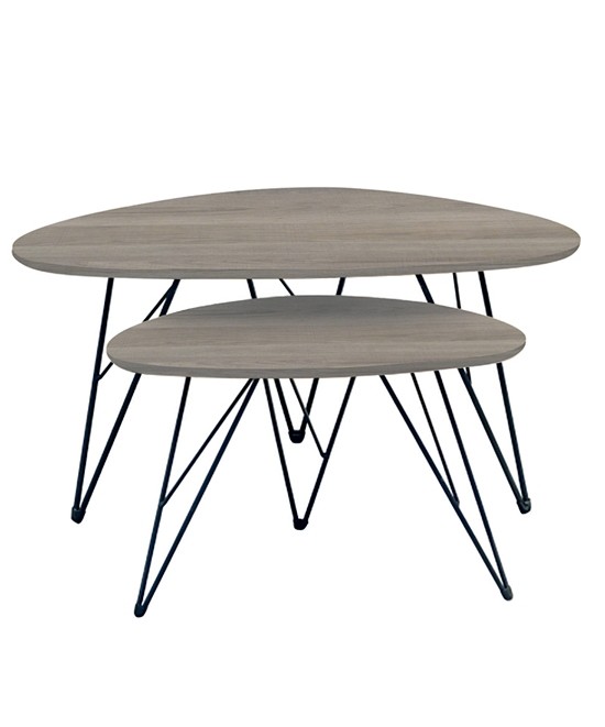 NANCY ΚΑΡΥΔΙ MDF ΣΕΤ 2 ΤΡΑΠΕΖΑΚΙΑ 90X60X45-60X40X39εκ.