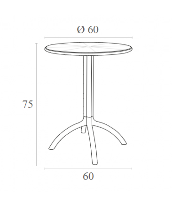 OCTOPUS Φ60Χ75εκ. SILVER GREY ΤΡΑΠΕΖΙ ΠΟΛ/ΝΙΟΥ