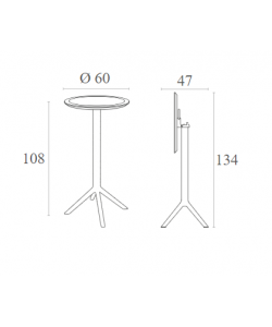 SKY DARK GREY BAR Φ60Χ108εκ.ΠΤΥΣ/ΝΟ ΤΡΑΠ. ΠΟΛ/ΝΙΟΥ