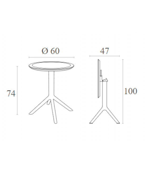 SKY BLACK Φ60X74εκ. ΤΡΑΠΕΖΙ ΠΤΥΣ/ΝΟ ΠΟΛ/ΝΙΟΥ