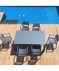 Σετ Τραπεζαρίας 7τμχ Vegas Artemis Dark Grey 100X180/220Χ75εκ. Σετ Τραπεζαρίας 7τμχ Vegas Artemis Dark Grey 100X180/220Χ75εκ.