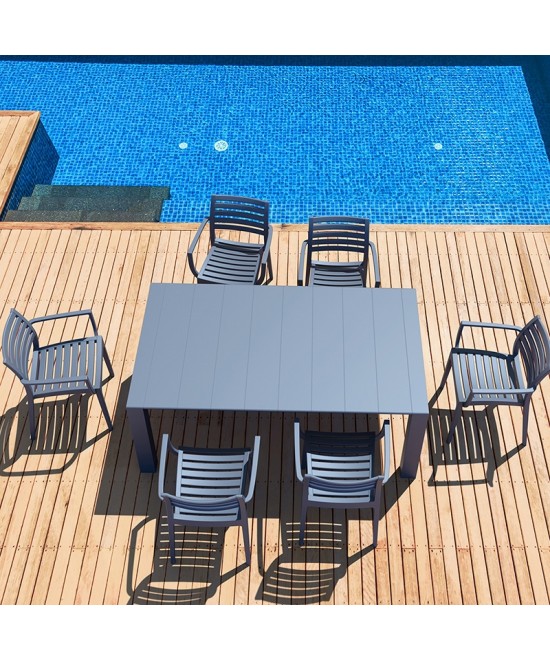 Σετ Τραπεζαρίας 7τμχ Vegas Artemis Dark Grey 100X180/220Χ75εκ. Σετ Τραπεζαρίας 7τμχ Vegas Artemis Dark Grey 100X180/220Χ75εκ.