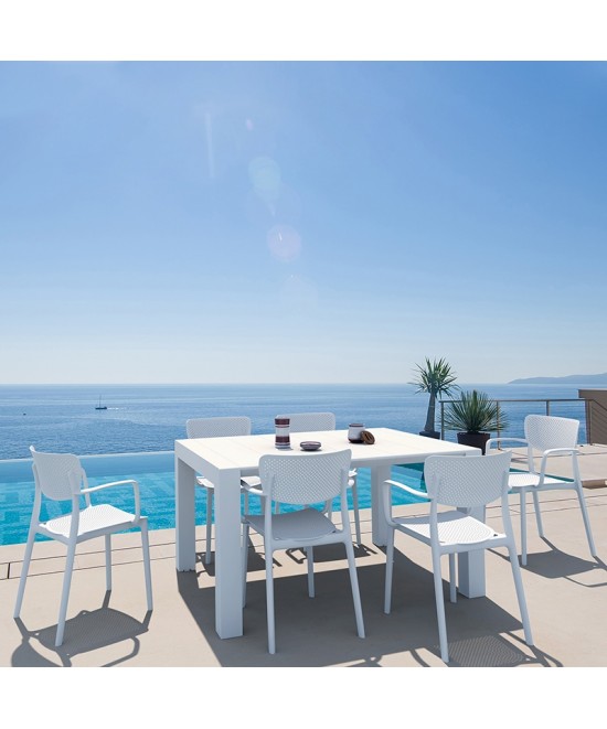 Σετ Τραπεζαρίας 7τμχ Vegas Loft White 100X100/140Χ75εκ.