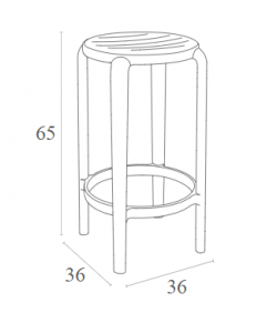 TOM 65εκ. ΣΚΑΜΠΟ TAUPE ΠΟΛ/ΝΙΟΥ 36X36X65εκ.