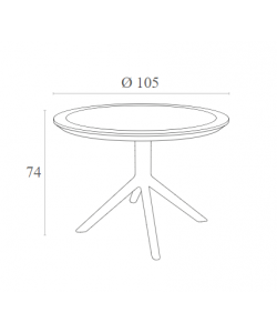 SKY OLIVE GREEN Φ105X74εκ. ΤΡΑΠΕΖΙ ΠΟΛ/ΝΙΟΥ
