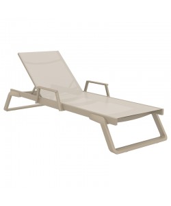 TROPIC ΞΑΠΛΩΣΤΡΑ ΜΕ ΜΠΡΑΤΣΑ TAUPE/TAUPE ΑΛΟΥΜ-ΠΟΛ/ΝΙΟΥ 210X72X31εκ.