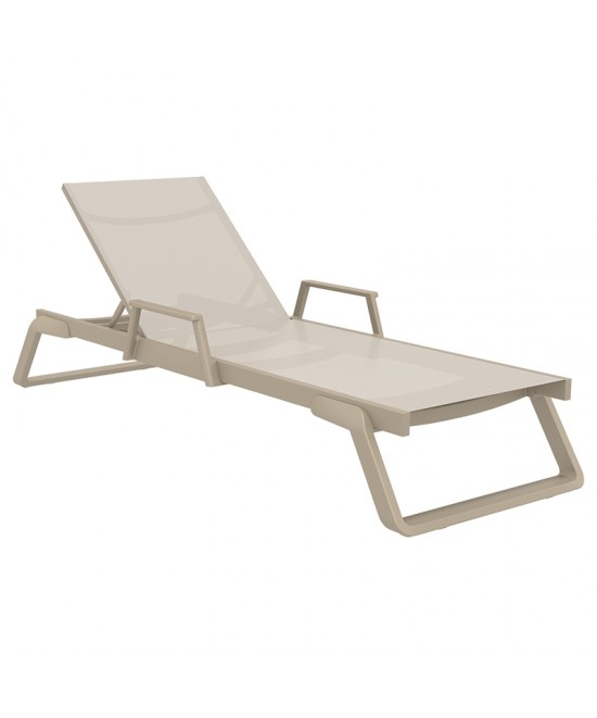 TROPIC ΞΑΠΛΩΣΤΡΑ ΜΕ ΜΠΡΑΤΣΑ TAUPE/TAUPE ΑΛΟΥΜ-ΠΟΛ/ΝΙΟΥ 210X72X31εκ.