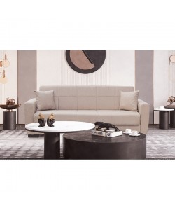 ANIMA LIGHT BROWN ΥΦΑΣΜΑ 3ΘΕΣΙΟΣ ΚΑΝΑΠΕΣ/ΚΡΕΒΑΤΙ ΜΕ ΑΠΟΘ.ΧΩΡΟ 210X80X75εκ.