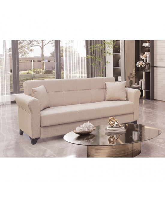 AZUR LIGHT BROWN ΥΦΑΣΜΑ 3ΘΕΣΙΟΣ ΚΑΝΑΠΕΣ/ΚΡΕΒΑΤΙ ΜΕ ΑΠΟΘ.ΧΩΡΟ 210X80X75εκ.