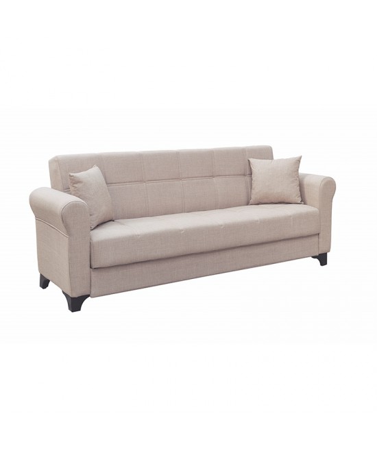 AZUR LIGHT BROWN ΥΦΑΣΜΑ 3ΘΕΣΙΟΣ ΚΑΝΑΠΕΣ/ΚΡΕΒΑΤΙ ΜΕ ΑΠΟΘ.ΧΩΡΟ 210X80X75εκ.