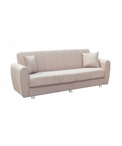 ELVA LIGHT BROWN ΥΦΑΣΜΑ 3ΘΕΣΙΟΣ ΚΑΝΑΠΕΣ/ΚΡΕΒΑΤΙ ΜΕ ΑΠΟΘ.ΧΩΡΟ 210X80X75εκ.