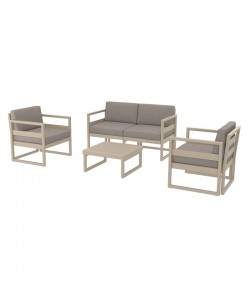 MYKONOS SET 2ΘΕΣ.TAUPE/ΜΑΞ. L.BROWN(2ΘΕΣ.+2ΠΟΛ.+ΤΡΑΠ 65εκ.)