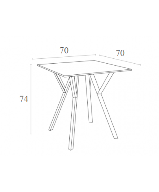 MAX ΤΡΑΠΕΖΙ 70Χ70Χ74εκ. WHITE LAMINATE 12mm