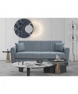 MELINA GREY ΥΦΑΣΜΑ 3ΘΕΣΙΟΣ ΚΑΝΑΠΕΣ/ΚΡΕΒΑΤΙ ΜΕ ΑΠΟΘ.ΧΩΡΟ 210X80X75εκ.