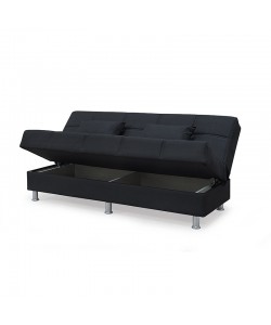 FELINA BLACK ΥΦΑΣΜΑ 3ΘΕΣΙΟΣ ΚΑΝΑΠΕΣ/ΚΡΕΒΑΤΙ ΜΕ ΑΠΟΘ.ΧΩΡΟ 182X90X80εκ.