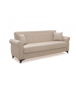 LENA LIGHT BROWN ΥΦΑΣΜΑ 3ΘΕΣΙΟΣ ΚΑΝΑΠΕΣ/ΚΡΕΒΑΤΙ ΜΕ ΑΠΟΘ.ΧΩΡΟ 210X80X75εκ.